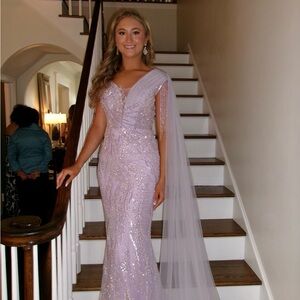 Lavish Lilac Sequin Prom Dress